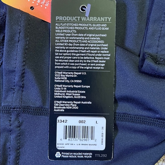 O'Neill Basic Skins Long Sleeve Performance Fit Rash Guard - Picture 9 of 10